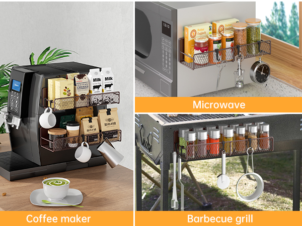 Magnetic Spice Rack for Refrigerator, Metal Strong Magnet Shelf Black, Space Saving Spice Organizer