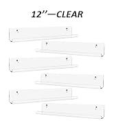 Hexsonhoma 12 Inch Clear Acrylic Vinyl Record Shelves, Vinyl Record Wall Shelf Storage, Wall Moun...