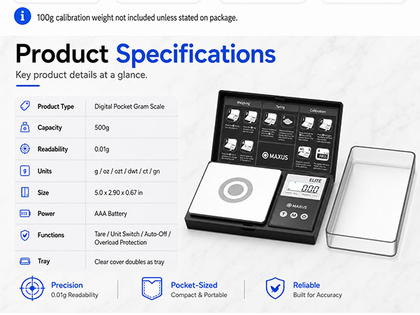 Functions Tare / Unit Switch / Auto-Off / Overload Protection