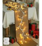 JMEXSUSS 6FT Birch Garland Lighted, 48 LED Lighted Birch Garland Battery Operated, Christmas Garl...