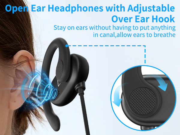 5FT Open Ear 3.5MM Headphones Wired Earbuds