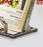 Vintage Cookbook Stand Cast Iron, Decorative Metal Cookbook Recipe Holder for Cookbooks or iPad S...