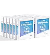SUNEE 3 Ring Binder 1 Inch 12 Pack, Clear View Binder Bulk Three Ring PVC-Free (Fit 8.5x11 Inches...