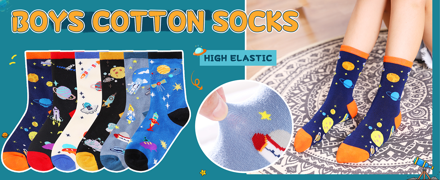 Boys Cotton Crew Socks Kids Novelty Animal Soft Funny Casual Fashion Breathable Childs Socks 6 Pairs