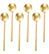 Gold Coffee Spoons Set of 6 – 5.2 Inch Mini Espresso Stainless Steel | Dishwasher Safe | Gold Fin...