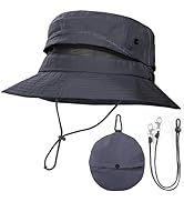 TXJ Sports Fishing Hat for Men Women, Foldable Sun Hat Breathable Bucket Hat UV Protection for Hi...