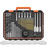 ENERTWIST 105 Pcs Drill Bit Set - HSS Titanium Coated, Carbon Steel Woodworking Bits, Hole Saws &...