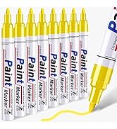 Yellow Paint Pen Permanent Paint Markers - 8 Oil Based Paint Pens, Medium Tip, Quick Drying and W...