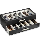 ProCase Sunglasses Organizer Box with Clear Glass Lid, PU Leather Eyeglass Storage Display Case f...
