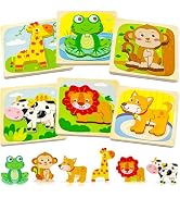 Benresive Wooden Toddler Puzzles Ages 1-3, Montessori Toys for 1 2 3 Year Old Boys Girls, 6 Pack ...