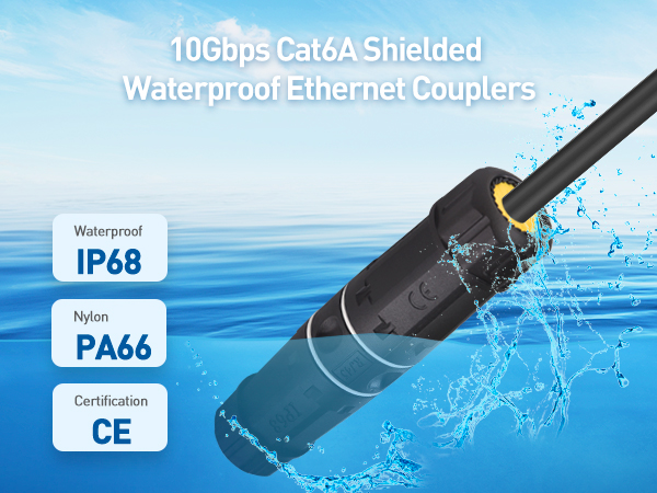 10Gbps Cat6A Shielded Waterproof Ethernet Couplers