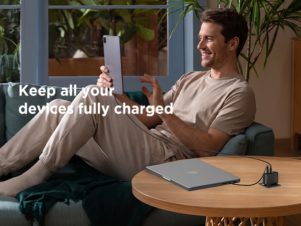 wegear 100W USB C Charger Block, 3-Port Foldable Slim GaN Wall Charger, Fast Laptop Charger
