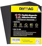 DIYMAG Magnetic Adhesive Sheets Photo Mat, 8" x 10" 12 Pack Flexible Magnets with Adhesive Backin...