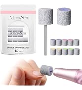 MelodySusie 10 Pcs Nail Drill Bits Sponge Nail Sanding Bands for Natural Nails, 120 Grit for Mani...