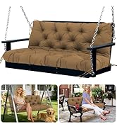 Porch Swing Cushions Replacement 60 inch with Backrest Extra Thick 5" Waterproof 3 Seater Swing C...