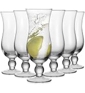 Cheardia 6 Pack Hurricane Glass, 14 oz Pina Colada Glasses Clear Tulip Drinking Cups for Juices, ...