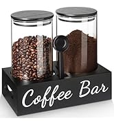 GMISUN Coffee Container, 2Pcs 50oz Airtight Coffee Bean Storage Canister, Black Glass Coffee and ...