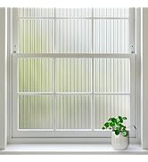rabbitgoo Reeded Glass Window Film, Window Privacy Film Frosted Fluted, Decorative Window Vinyl N...