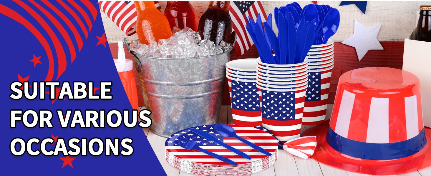 USA Flag Disposable Tableware Set