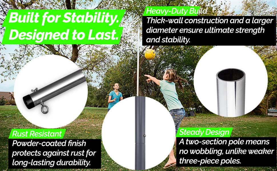 sterling sports tetherball set sturdy long lasting thick pole 2 section professional pole set