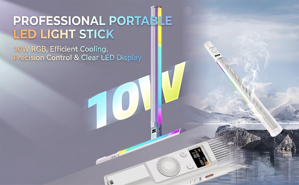 10W RGB LED Light Stick with Cooling System and Display