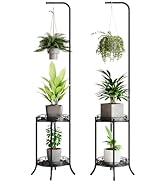 COPREE 2-tier Hanging Plant Stand 2 Pack, Space-Saving Iron Planter Shelves Flower Pot Organizer ...