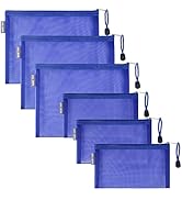 HRX Package Nylon Mesh Cosmetic Bags with Zipper, 6pcs Royal Blue Makeup Pouches Organizer Case f...