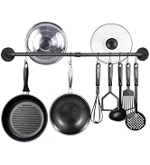 Aduanbang 37.8-Inch Wall-Mounted Pot Bar Rack, Detachable Kitchen Hanger for Pans, Lids & Utensil...