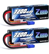 Zeee 2S Lipo Battery 7200mAh 7.4V 120C Hard Case RC Battery with EC5 Connector for RC Car Truck R...