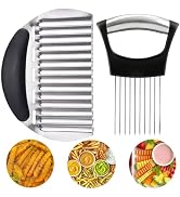 Hendiy Onion Holder Slicer & Large Crinkle Cutter, One of Each | French Fry Cutter, Veggie Choppe...