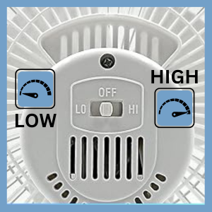 comfort zone portable fan offers 2 speeds for low and high breeze