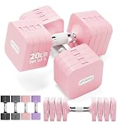 Adjustable Dumbbell Set 20LB 40LB 50LB Dumbbells Hand Weights for Women Men, Free Weight Set for ...