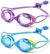 Aegend Swim Goggles for Toddler Kids 3-8 Comfort Fit Anti-Fog Pool Goggles with Bungee Strap for ...