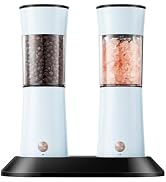 Gravity Electric Salt and Pepper Grinder Set 2-Pack - USB-C Rechargeable Base, Auto LED Light for...