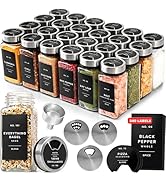 EDELHAUS Glass Spice Jars with Label and Silver Rotating Lids (24 x 4oz) Spice Containers with 24...