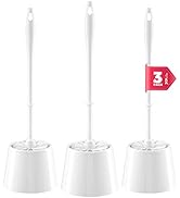 JIGA 3 Pack Toilet Brush and Holder Set, Toilet Bowl Brush with Caddy Bathroom Stiff Bristles Toi...