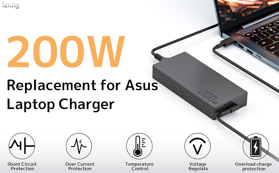 Replacement for Asus 200W Gaming Laptop Charger