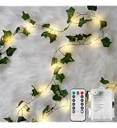 suddus 33FT 100LED Ivy Vine Fairy Lights Battery Operated Copper Wire | String Lights with Remote...