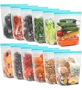 SPLF 12 Pack Reusable Gallon Freezer Bags Dishwasher Microwave Safe, 1 Gallon BPA Free Leakproof ...
