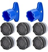 6 Pieces Faucet Cache Aerators with Faucet Aerator Removal Tool 18.5 mm Water Saving Flow Restric...