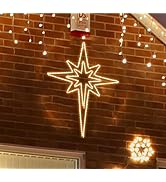 LAMPHOME [Large 43"x32" Twinkle 216 LED Bethlehem Star Neon Motif Super-Bright Warm White LEDs Ou...