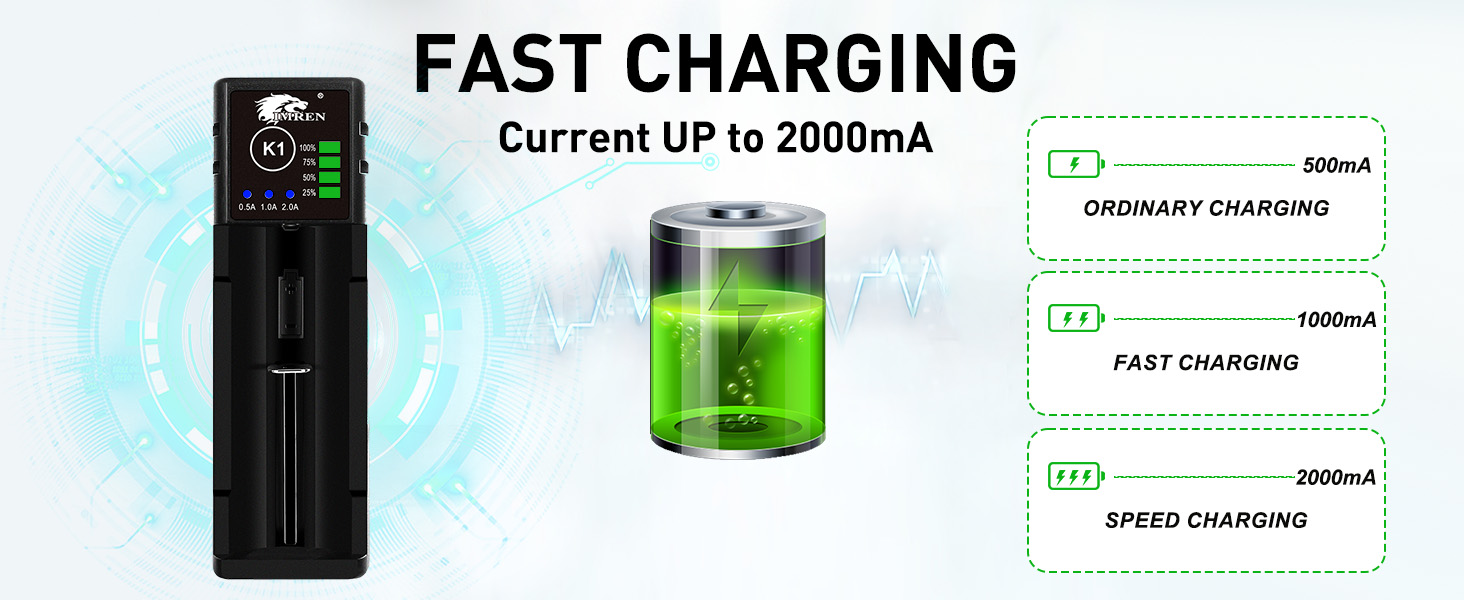 Single Slot 18350 Battery Charger 18500 Battery Charger 26650 Battery Charger