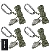 Hikeman 4 Pack Camping Rope with Locking Carabiner Clip,4mm Reflective Guy Lines with Triangular ...