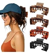 CHLINS 4 Pack 5 Inch Extra Large Hat Claw Clips for Thick Hair, Non-Slip Hat Hair Clip for Baseba...