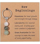 GINAZL Natural Crystals Keychain Gift for New Beginnings, Healing Stones Keychain Gifts for Anxie...