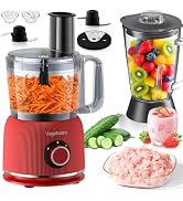 Food Processor and Blender Combo, 88 oz Food Chopper for Meat, Vegetable and Dough, 70 oz 700W Gl...