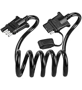 Oyviny 4 Way Flat Trailer Extension Coiled Cable 3 Feet Stretchable 18AWG Vehicle-Side and Traile...