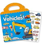 Reusable Sticker Book for Kids, Vehicles Truck Stickers Educational Learning Toys Travel Stickers...