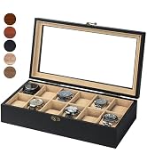 Exper City Watch Box, Watch Case for Men Women with Large Glass Lid, Wooden Watch Display Storage...