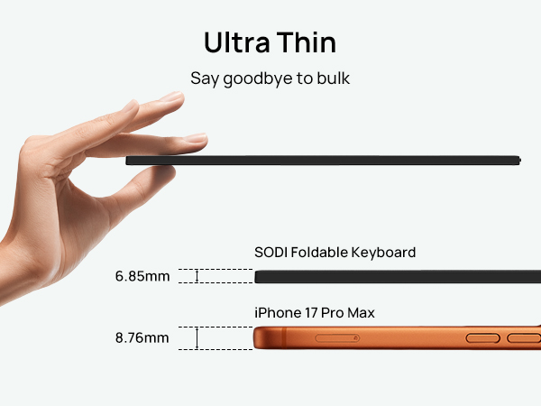 SODI Tri-Fold Portable Bluetooth Keyboard with Touchpad